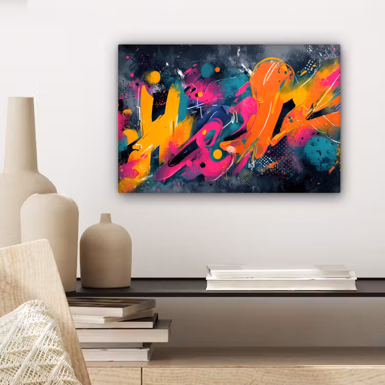 Canvas schilderij - Abstract - Graffiti - Kleurrijk - Verfspatten — 5
