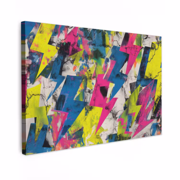 Canvas schilderij - Bliksemschichten - Patroon - Marmer - Kleuren — 1