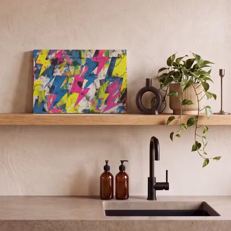 Canvas schilderij - Bliksemschichten - Patroon - Marmer - Kleuren — 3