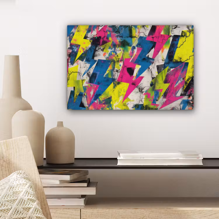 Canvas schilderij - Bliksemschichten - Patroon - Marmer - Kleuren — 5