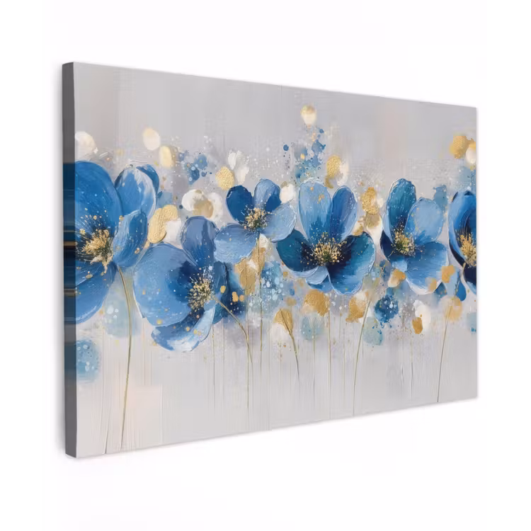 Canvas schilderij - Bloemen - Blauw - Abstract — 1