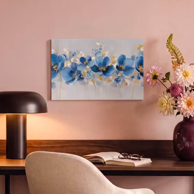 Canvas schilderij - Bloemen - Blauw - Abstract — 4