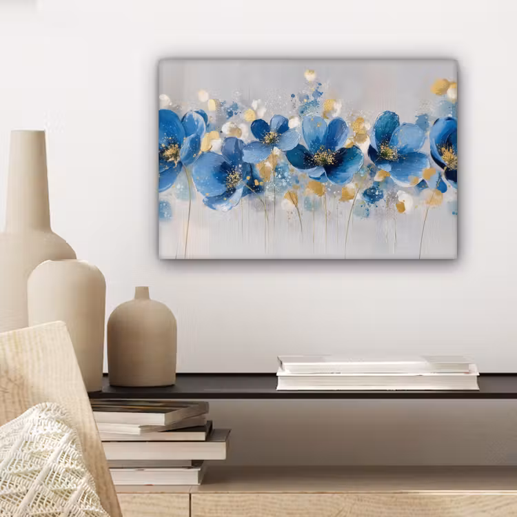 Canvas schilderij - Bloemen - Blauw - Abstract — 5