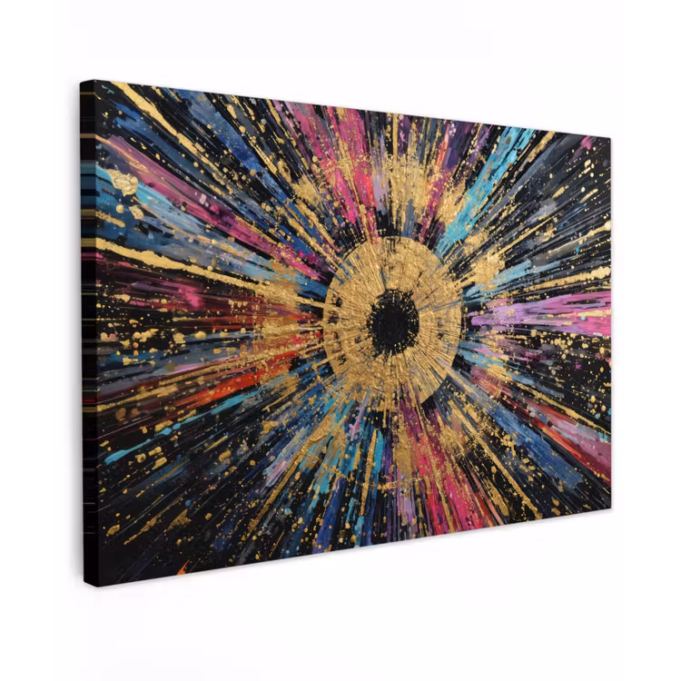 Canvas schilderij - Explosie - Goud - Kleurrijk - Abstract — 1