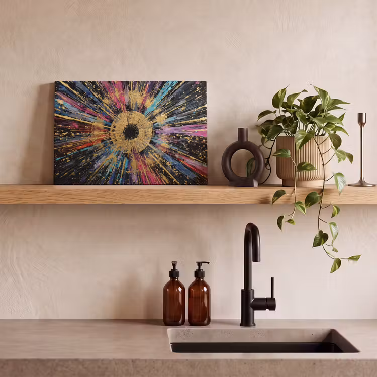 Canvas schilderij - Explosie - Goud - Kleurrijk - Abstract — 3
