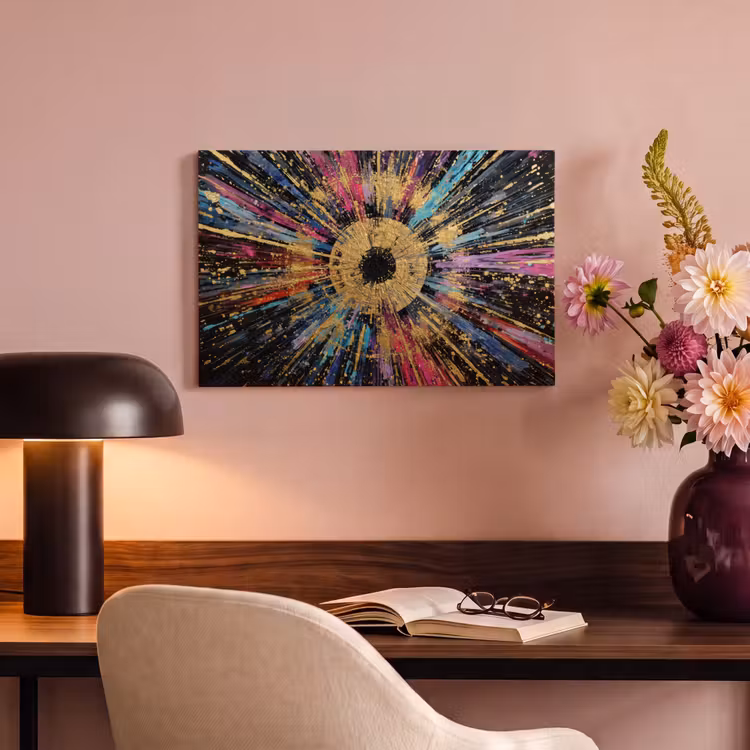 Canvas schilderij - Explosie - Goud - Kleurrijk - Abstract — 4