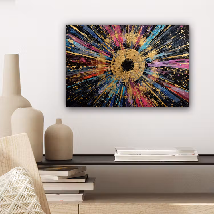 Canvas schilderij - Explosie - Goud - Kleurrijk - Abstract — 5