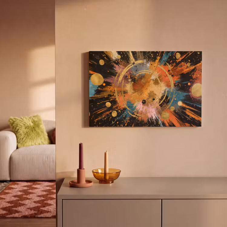 Canvas schilderij - Explosie - Verfstructuur - Goud - Abstract — 2