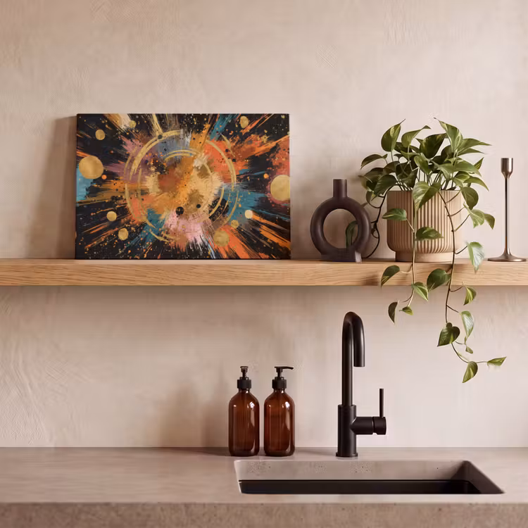 Canvas schilderij - Explosie - Verfstructuur - Goud - Abstract — 3