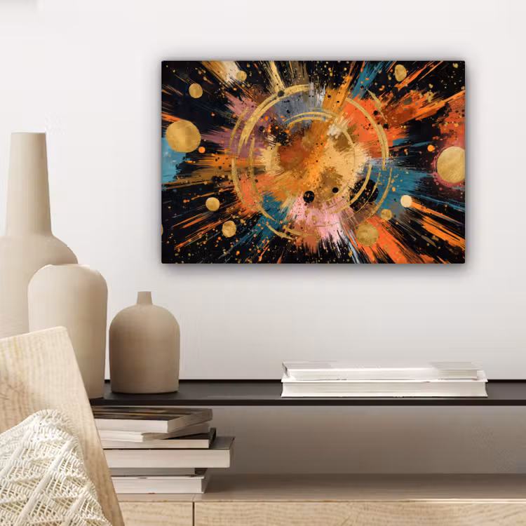 Canvas schilderij - Explosie - Verfstructuur - Goud - Abstract — 5