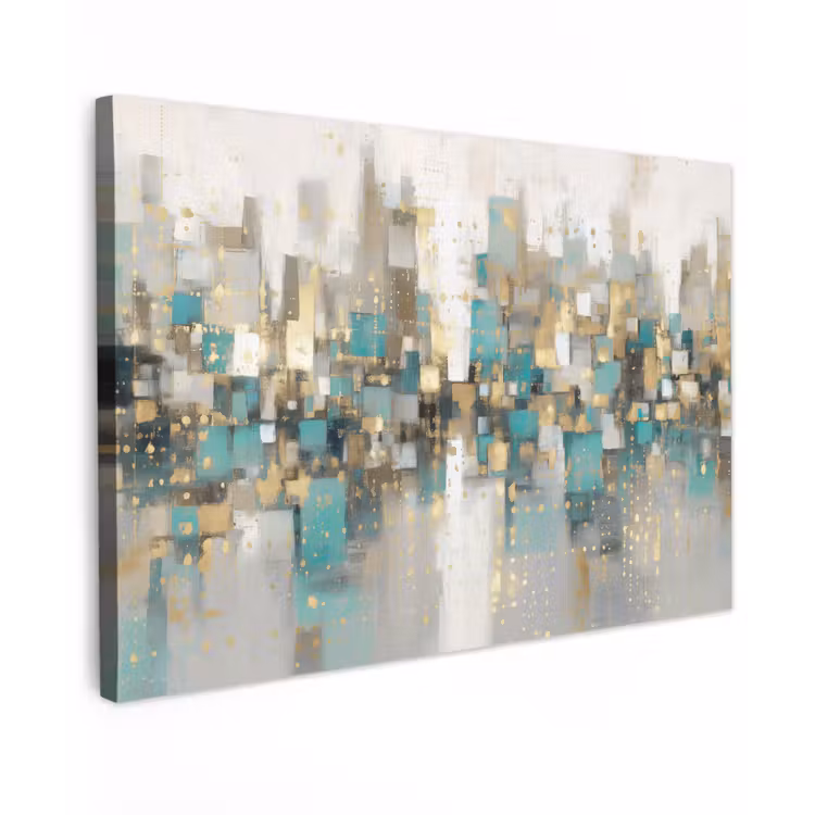 Canvas schilderij - Abstract - Blokken - Goud - Skyline — 1