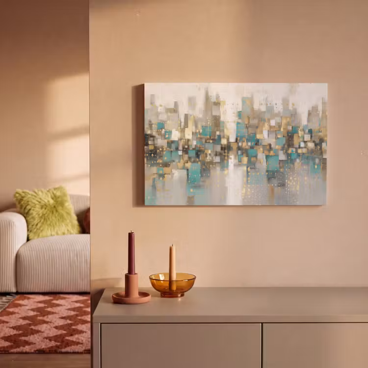 Canvas schilderij - Abstract - Blokken - Goud - Skyline — 2