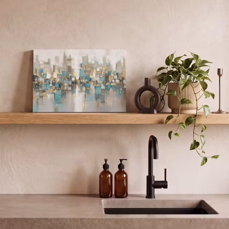 Canvas schilderij - Abstract - Blokken - Goud - Skyline — 3