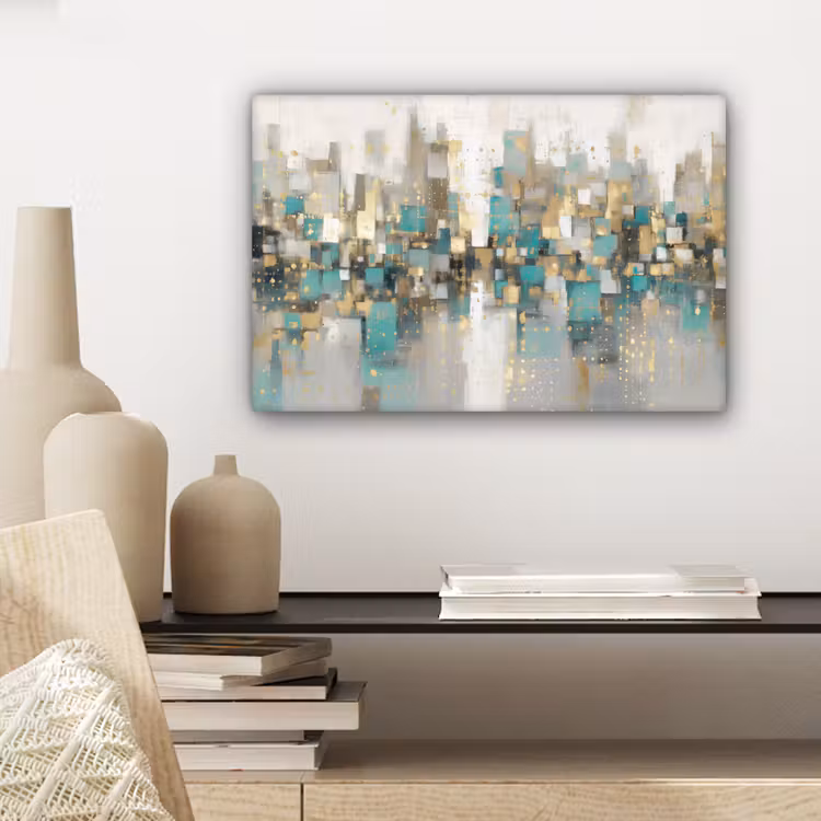 Canvas schilderij - Abstract - Blokken - Goud - Skyline — 5