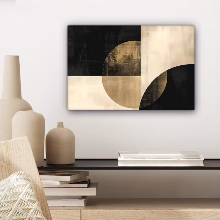 Canvas schilderij - Abstract - Cirkels - Zwart - Goud — 5