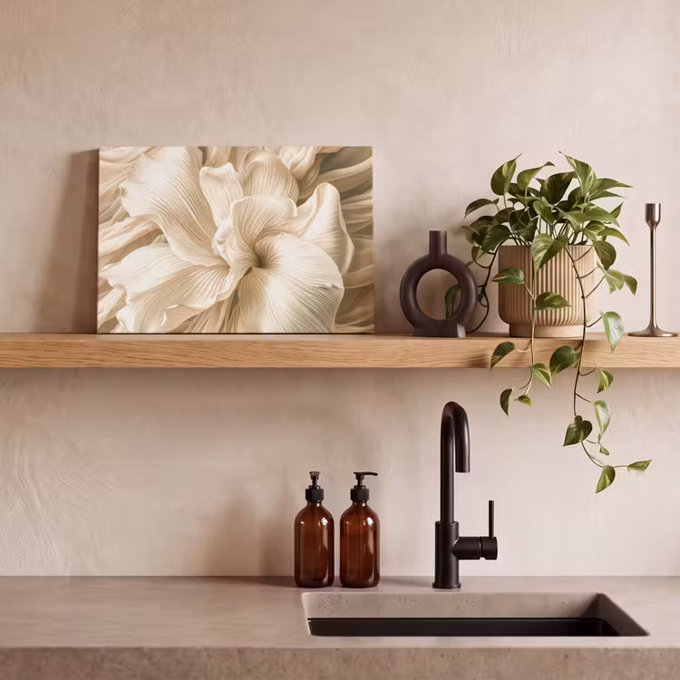Canvas schilderij - Beige - Bloem - Patroon — 3