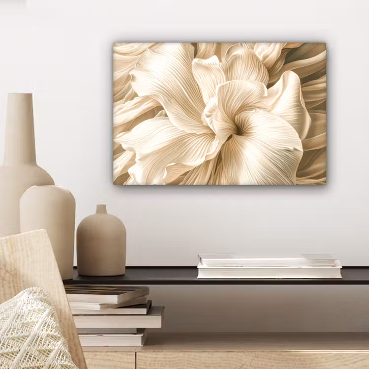 Canvas schilderij - Beige - Bloem - Patroon — 5