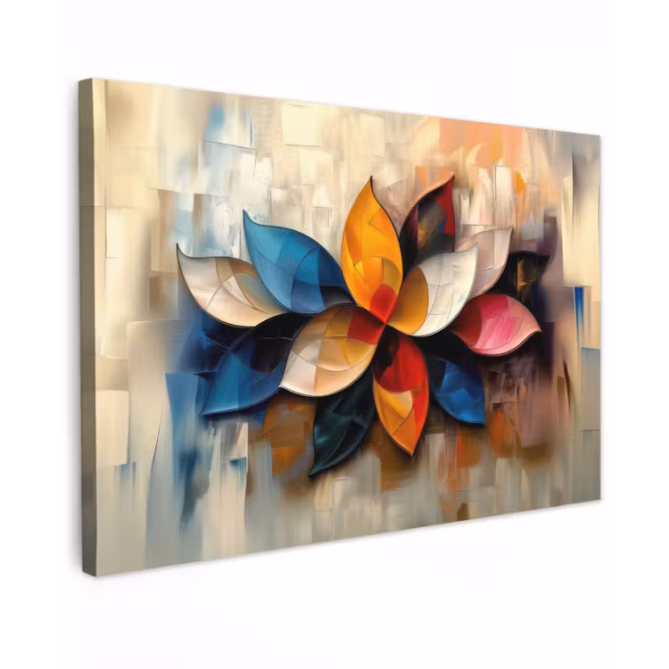 Canvas schilderij - Bloem - Abstract - Kleurrijk - Bladeren — 1