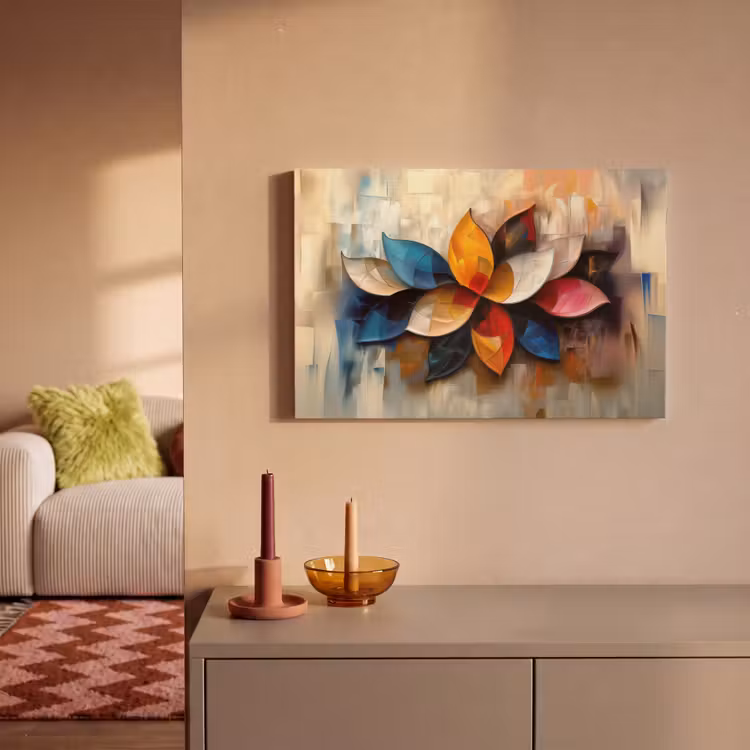 Canvas schilderij - Bloem - Abstract - Kleurrijk - Bladeren — 2