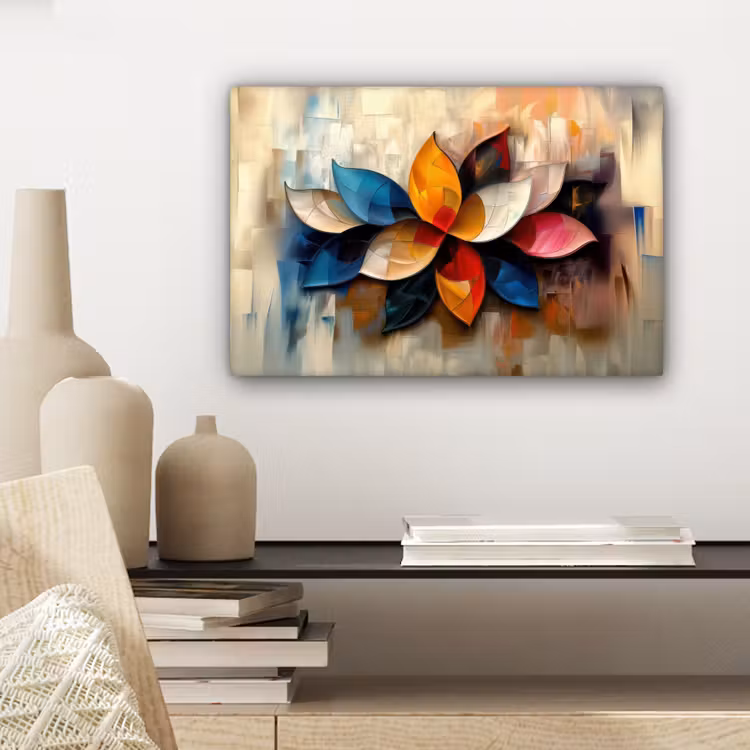 Canvas schilderij - Bloem - Abstract - Kleurrijk - Bladeren — 5