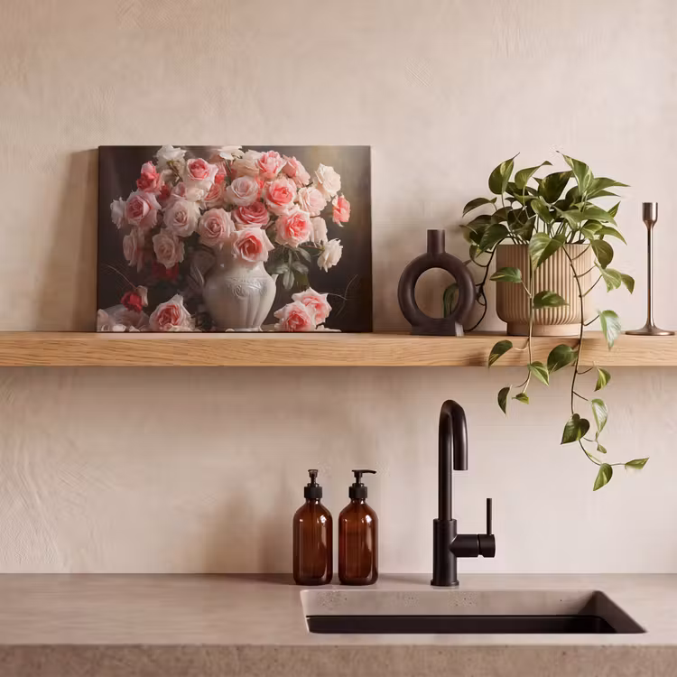 Canvas schilderij - Bloemen - Rozen - Vaas - Stilleven - Boeket — 3