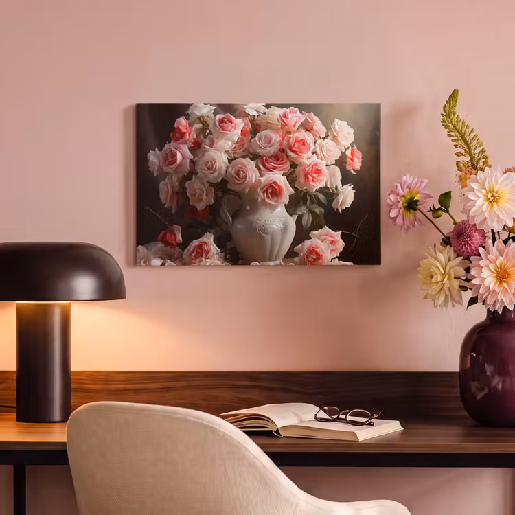 Canvas schilderij - Bloemen - Rozen - Vaas - Stilleven - Boeket — 4