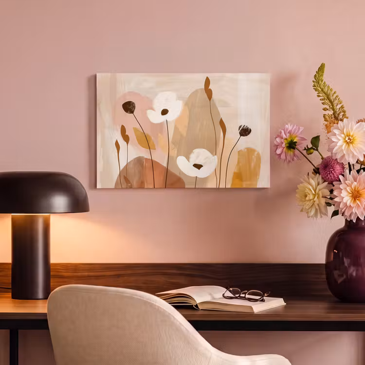 Canvas schilderij - Bloemen - Abstract - Beige - Kunst — 4