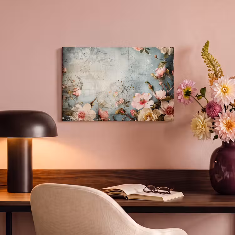 Canvas schilderij - Bloemen - Beton - Grijs - Natuur — 4