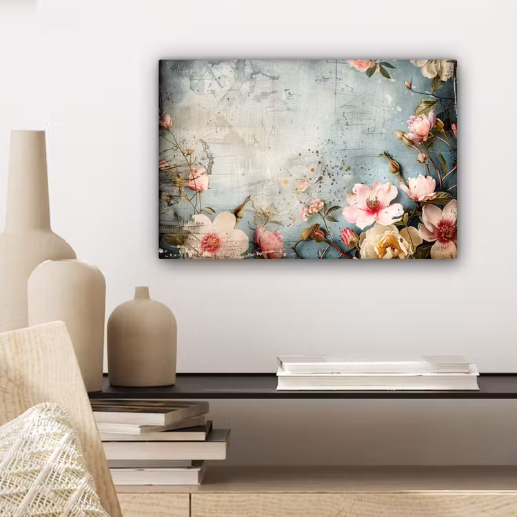 Canvas schilderij - Bloemen - Beton - Grijs - Natuur — 5