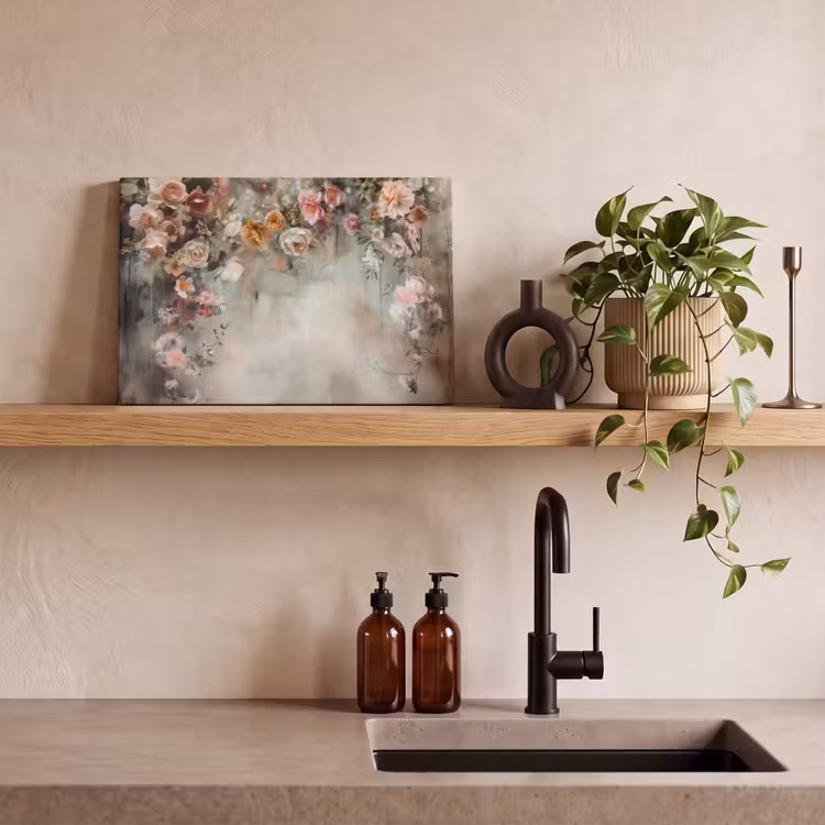 Canvas schilderij - Bloemen - Beton - Rozen - Grijs — 3