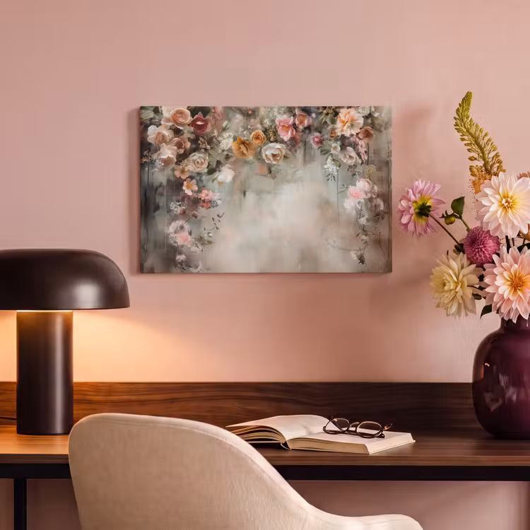 Canvas schilderij - Bloemen - Beton - Rozen - Grijs — 4