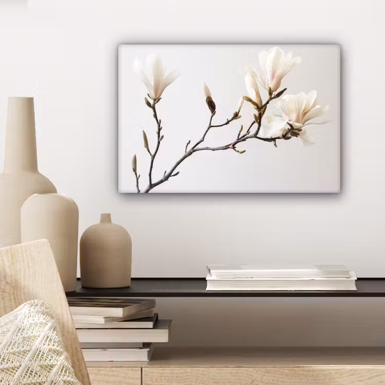 Canvas schilderij - Bloemen - Wit - Natuur - Magnolia — 5