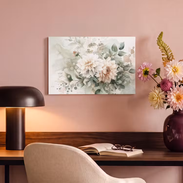 Canvas schilderij - Bloemen - Wit - Planten - Dahlia's — 4