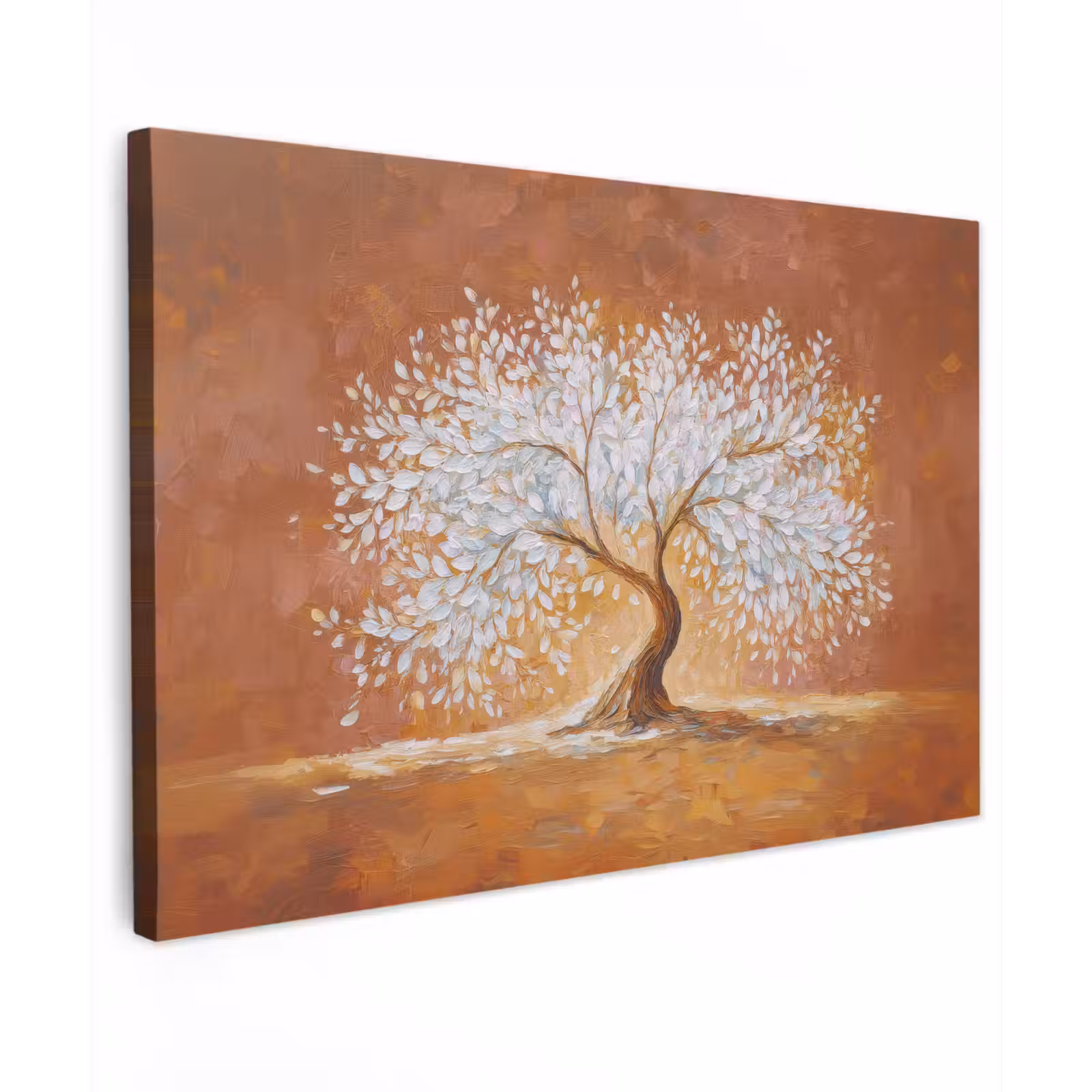 Canvas schilderij - Abstract - Boom - Wit - Bladeren — 1