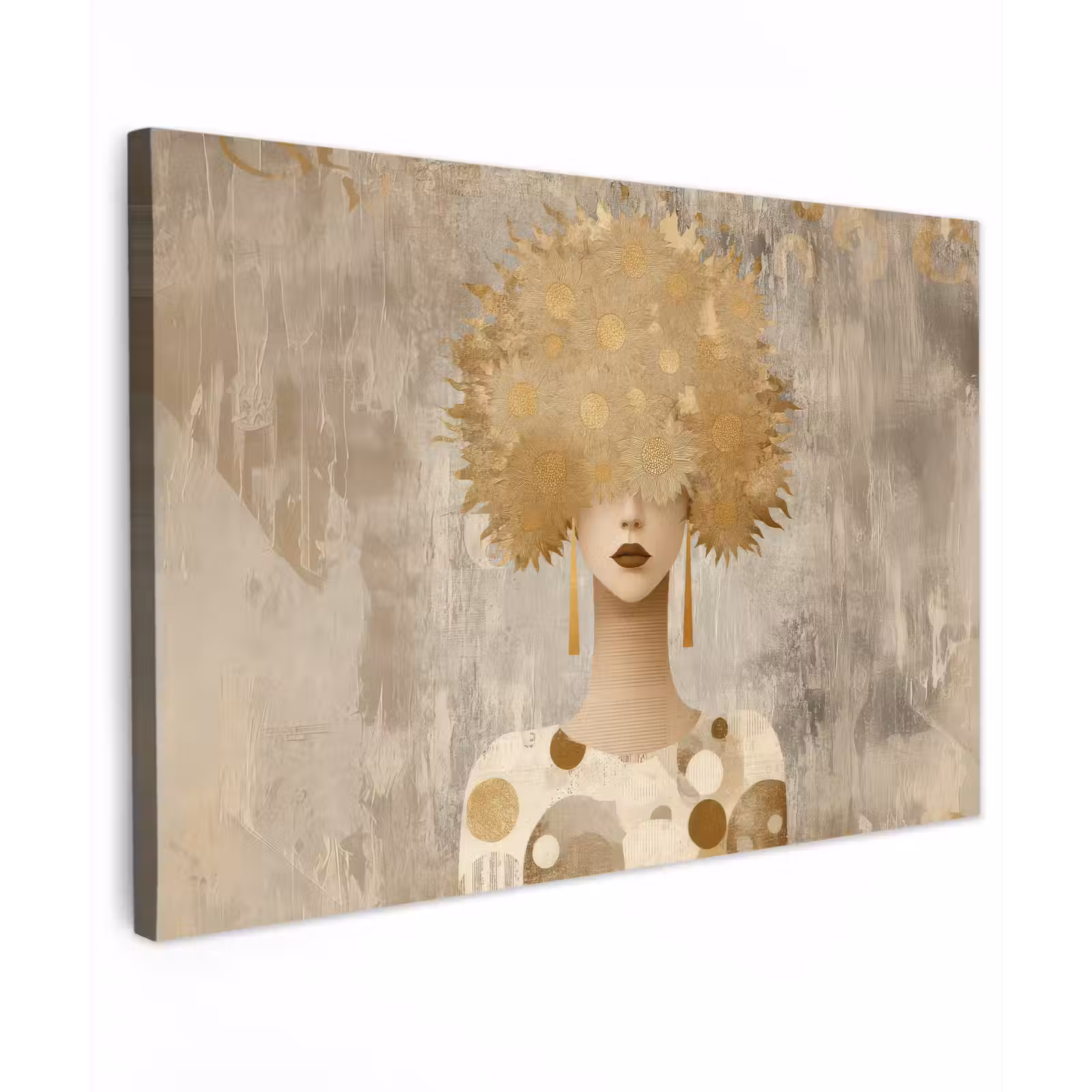 Canvas schilderij - Goud - Portret - Vrouw — 1
