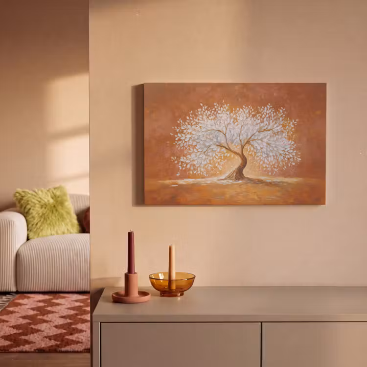 Canvas schilderij - Abstract - Boom - Wit - Bladeren — 2