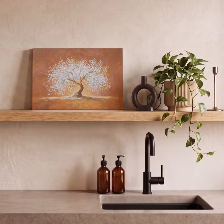 Canvas schilderij - Abstract - Boom - Wit - Bladeren — 3