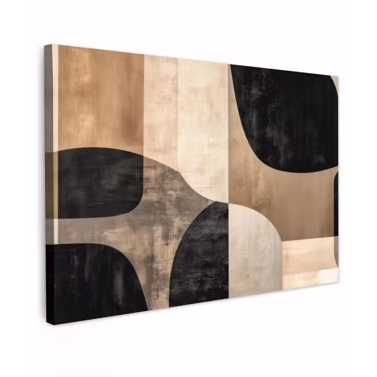 Canvas schilderij - Abstract - Vlakken - Zwart - Rond — 1