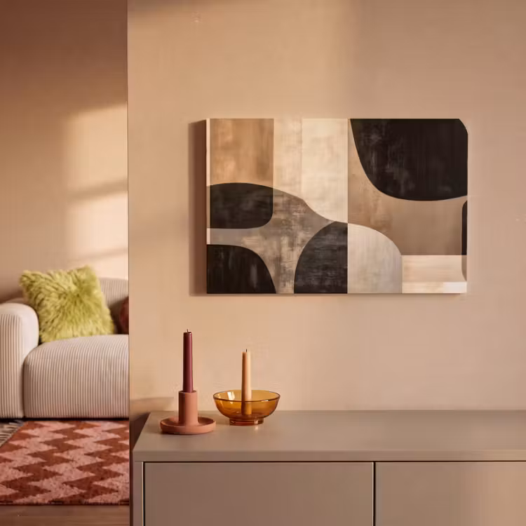 Canvas schilderij - Abstract - Vlakken - Zwart - Rond — 2