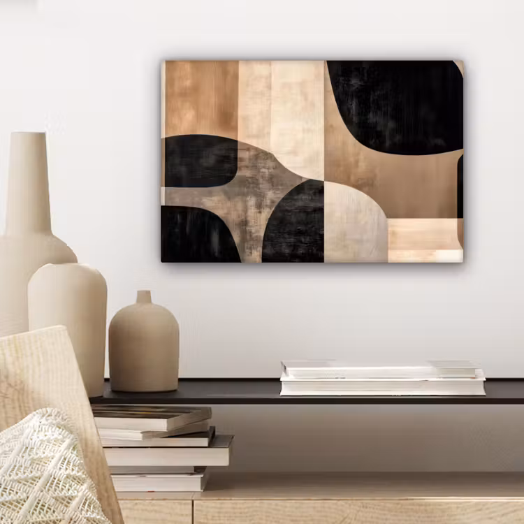Canvas schilderij - Abstract - Vlakken - Zwart - Rond — 5