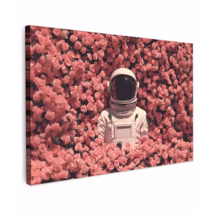 Canvas schilderij - Bloemen - Roze - Astronaut — 1