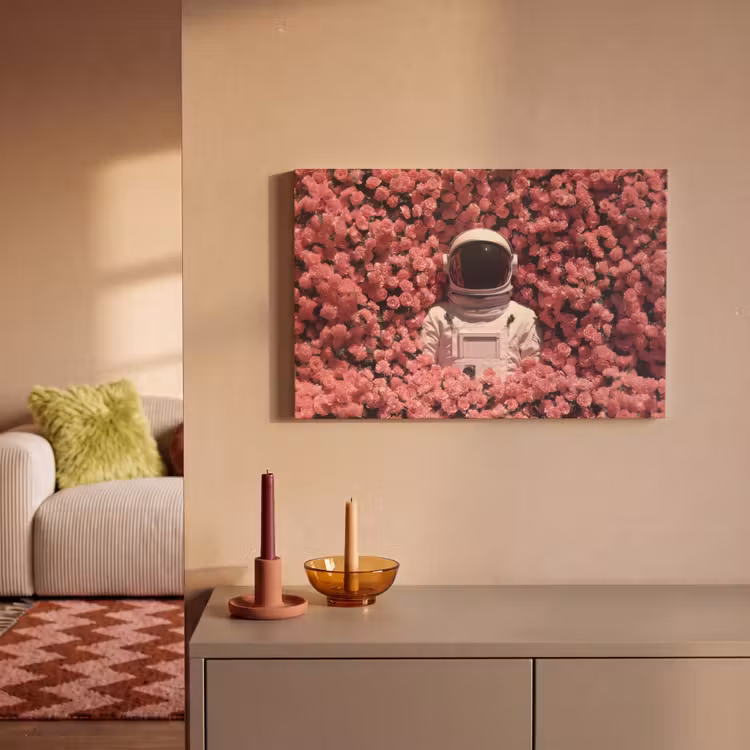 Canvas schilderij - Bloemen - Roze - Astronaut — 2