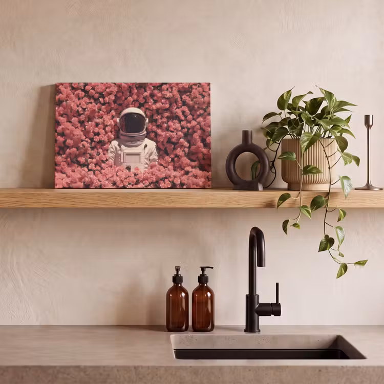 Canvas schilderij - Bloemen - Roze - Astronaut — 3