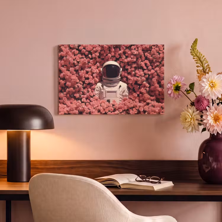 Canvas schilderij - Bloemen - Roze - Astronaut — 4