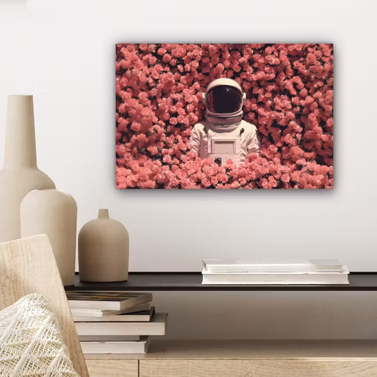 Canvas schilderij - Bloemen - Roze - Astronaut — 5