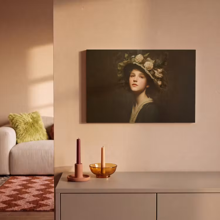 Canvas schilderij - Bloemenhoed - Portret - Vrouw — 2