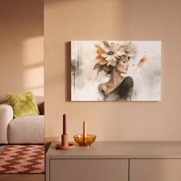 Canvas schilderij - Bloesem - Portret - Gezicht — 2