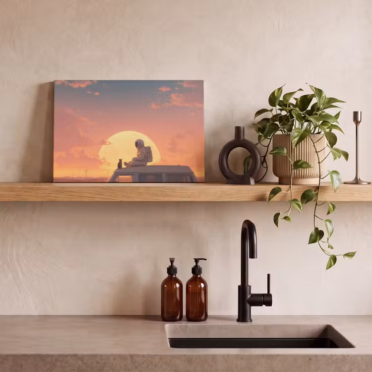 Canvas schilderij - Busje - Kat - Zonsondergang - Oranje — 3