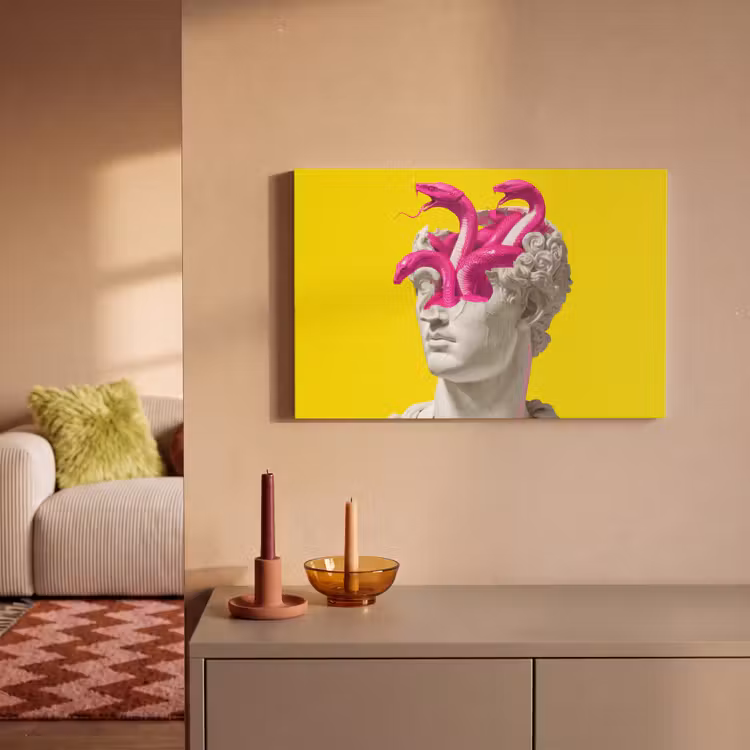 Canvas schilderij - Buste - Slangen - Geel — 2