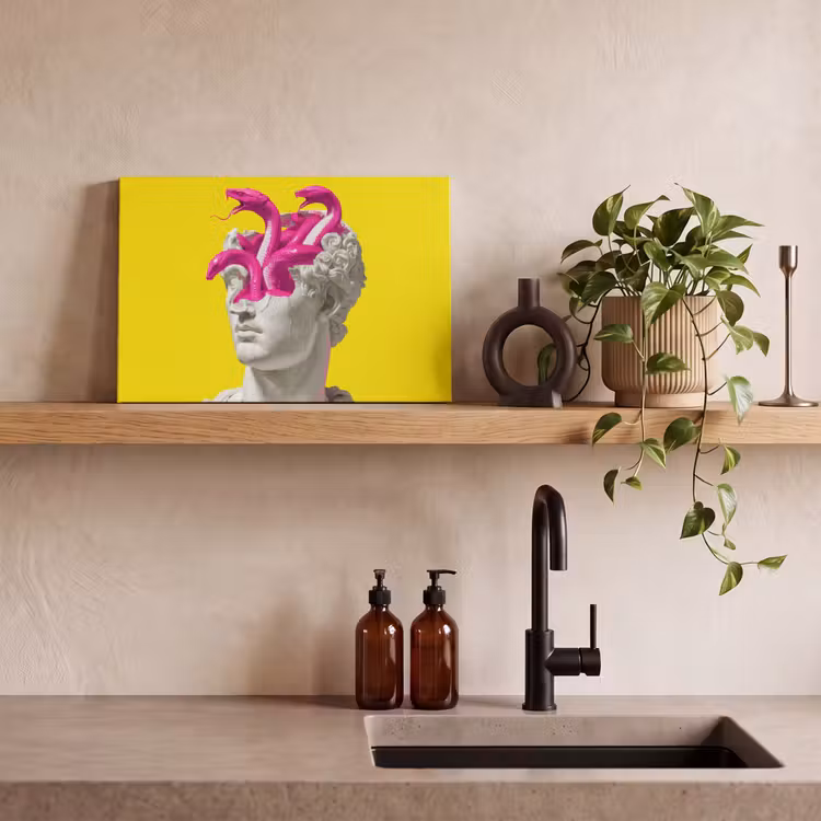 Canvas schilderij - Buste - Slangen - Geel — 3